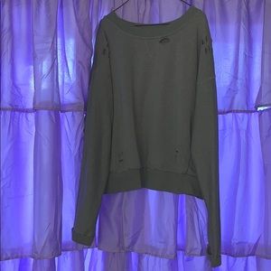 Long sleeved cropped shirt with rips